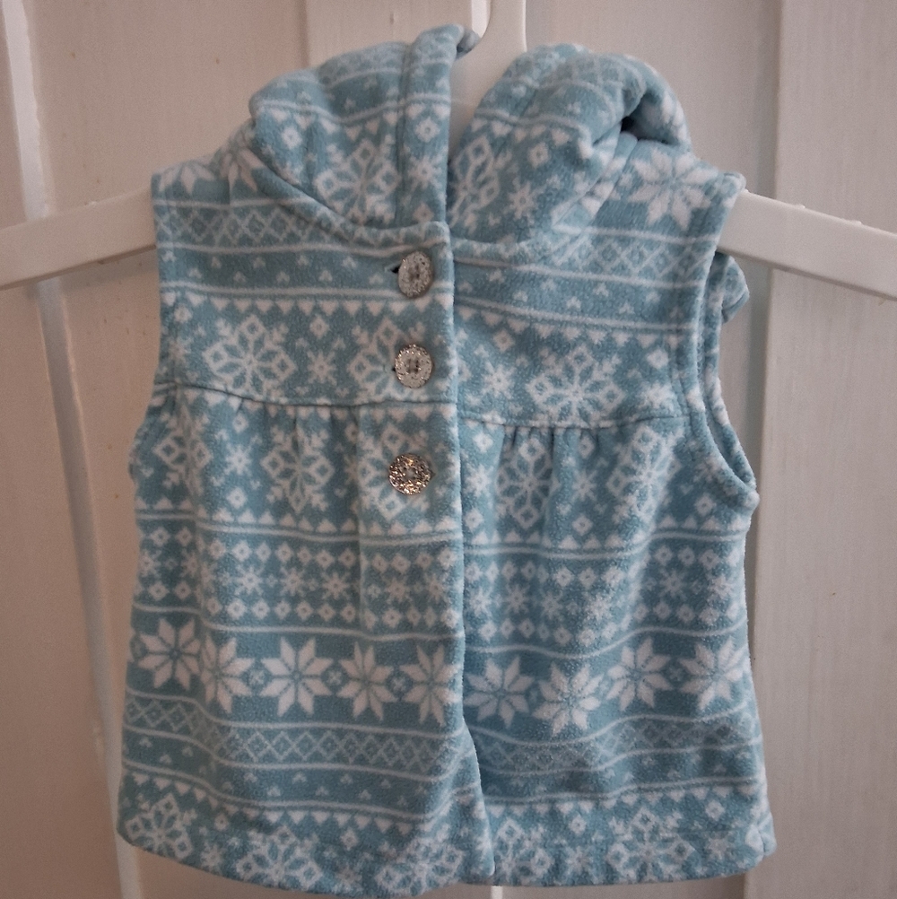 Carter's Baby Girl Button Front Snowflake Pattern Hooded Vest 9M